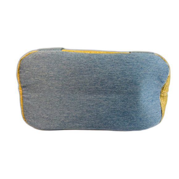 VS Victoria Secret Beach Tote Bag Pool Straw Raffia Woven Beige Blue Logo Boho - Picture 5 of 9